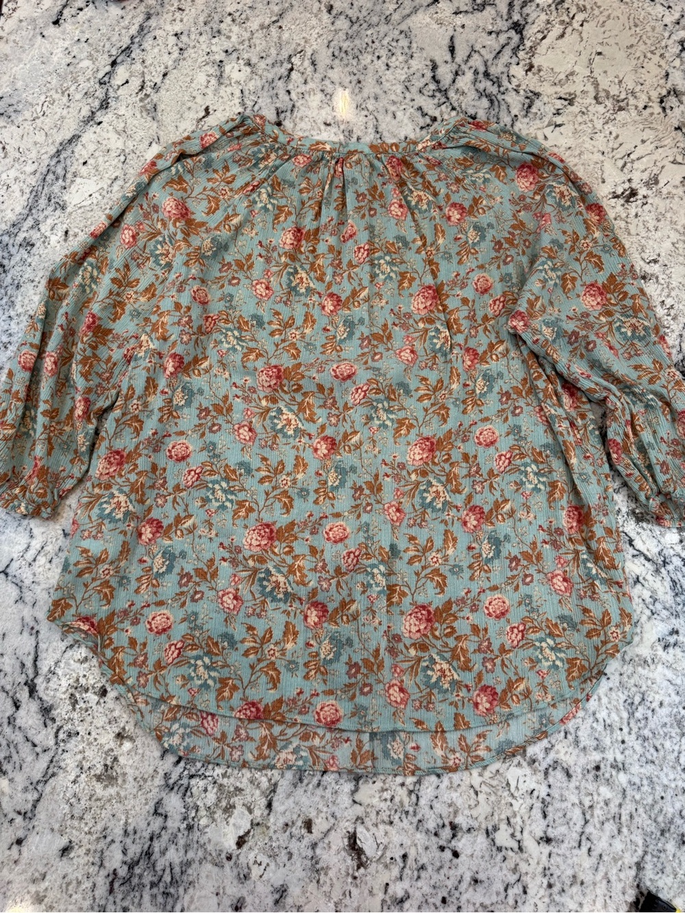 CHAPS Floral Boho Peasant Tunic Blouse Size 2X Blue Pink Cotton Viscose - Picture 11 of 11